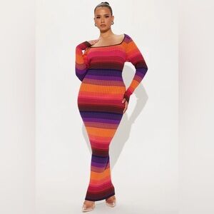 Striped Multicolor Sweater Maxi Dress